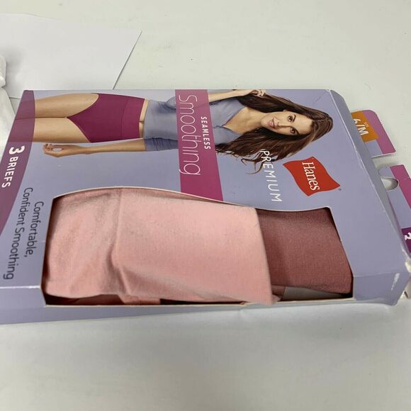 Hanes Premium Womens 3 Pack High Cut Briefs 6 Med Cotton Smoothing Seamless - Picture 7 of 7